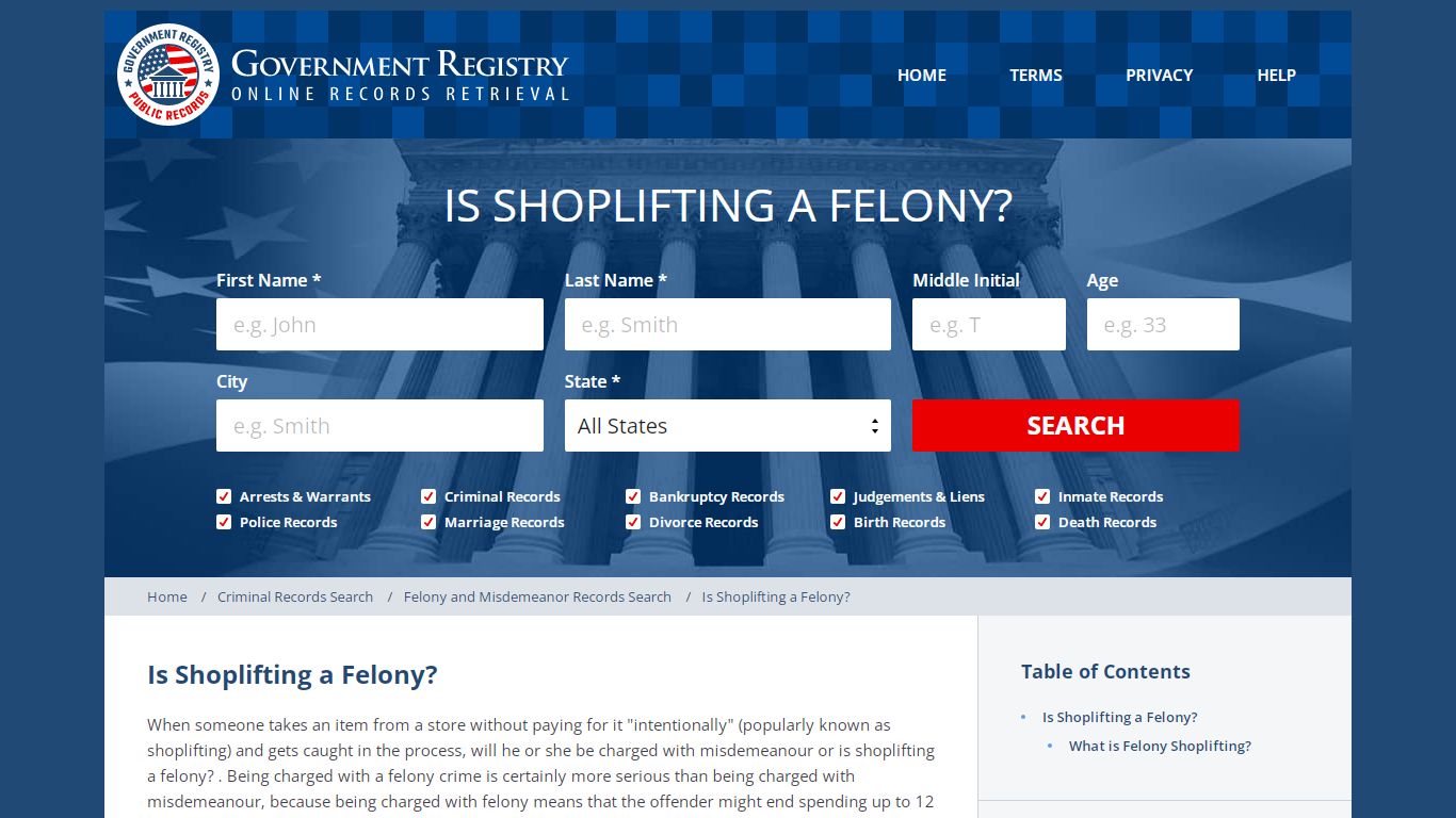 Is Shoplifting a Felony? | GovernmentRegistry.org